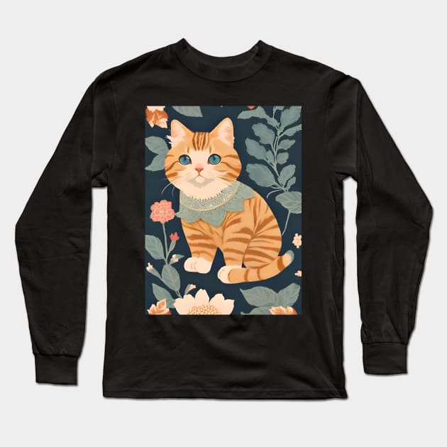 Rug Pattern Turkish- inspired Cat design Long Sleeve T-Shirt by Fadedstar